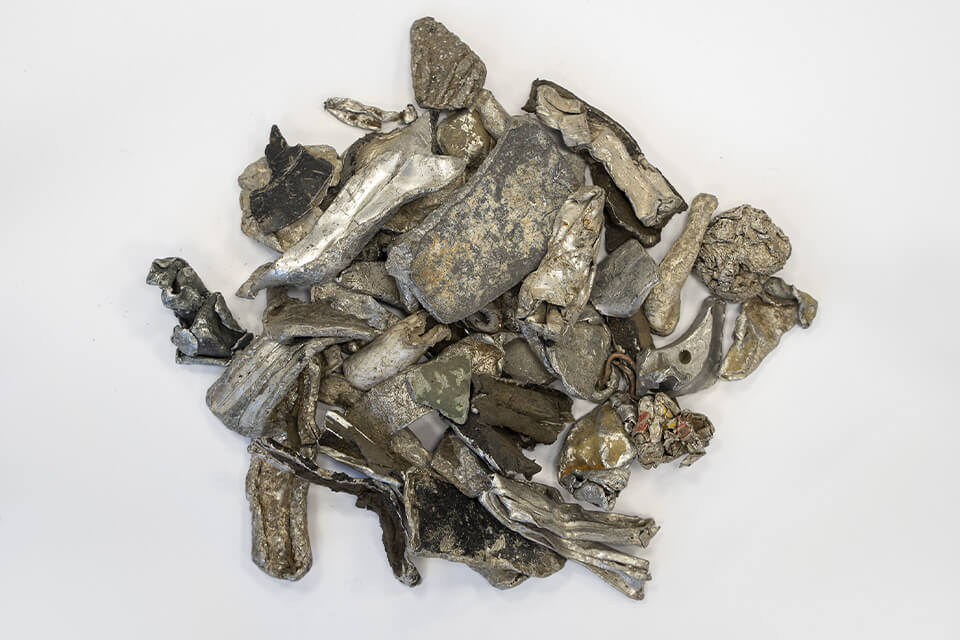 Twitch Material nach der XRT Sortierung im Metallrecyclingprozess