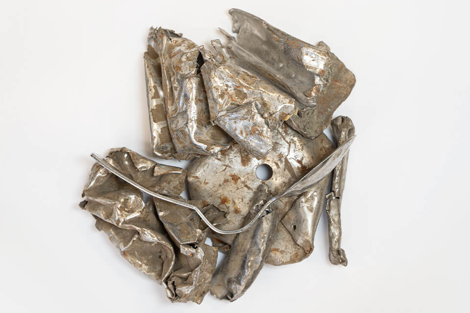 Detailbild von VA Edelstahlrecyclingmaterial nach der Sensorsortierung