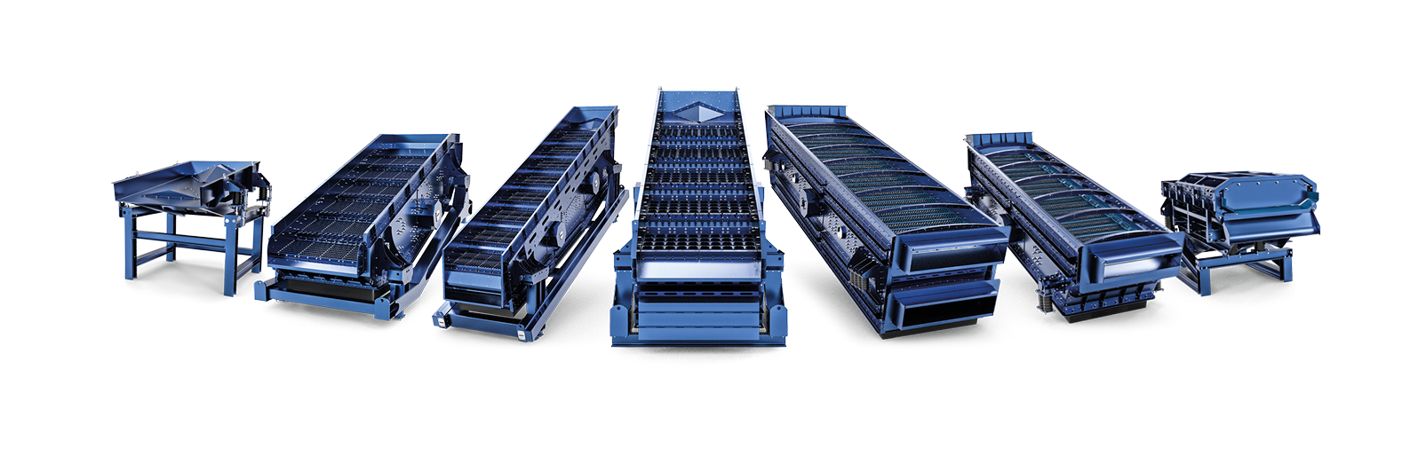A range of industrial screening machines.