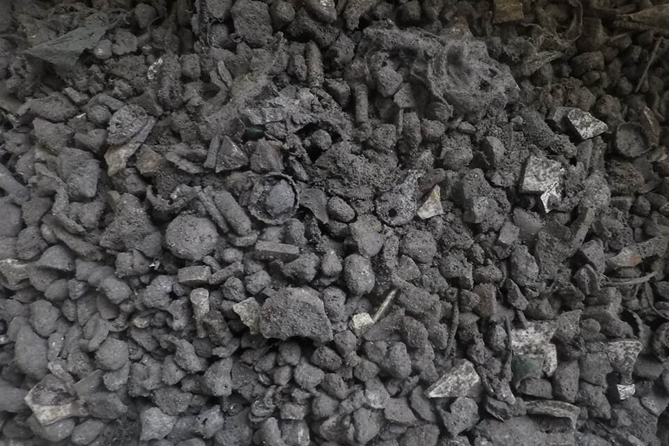 Close-up of recycled metal material, suitable.