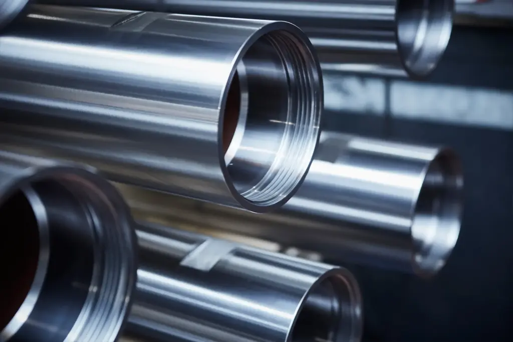 Close-up of CNC-machined turned parts manufactured by the contract manufacturer SPALECK