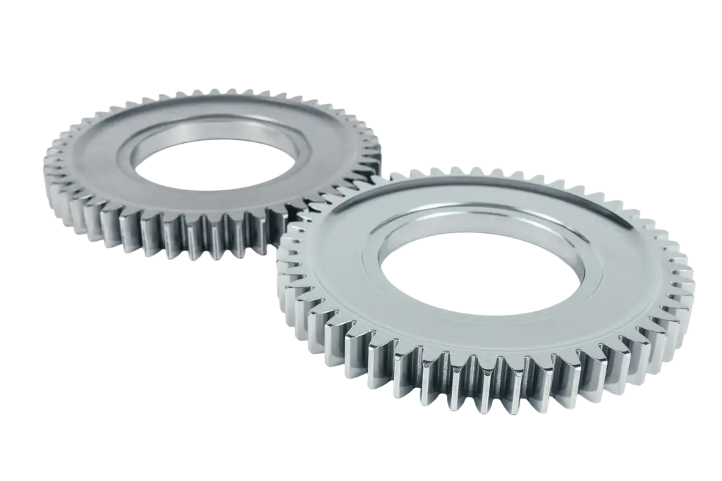 comparison of a component that was machined using vibratory finishing—in this case, a gear