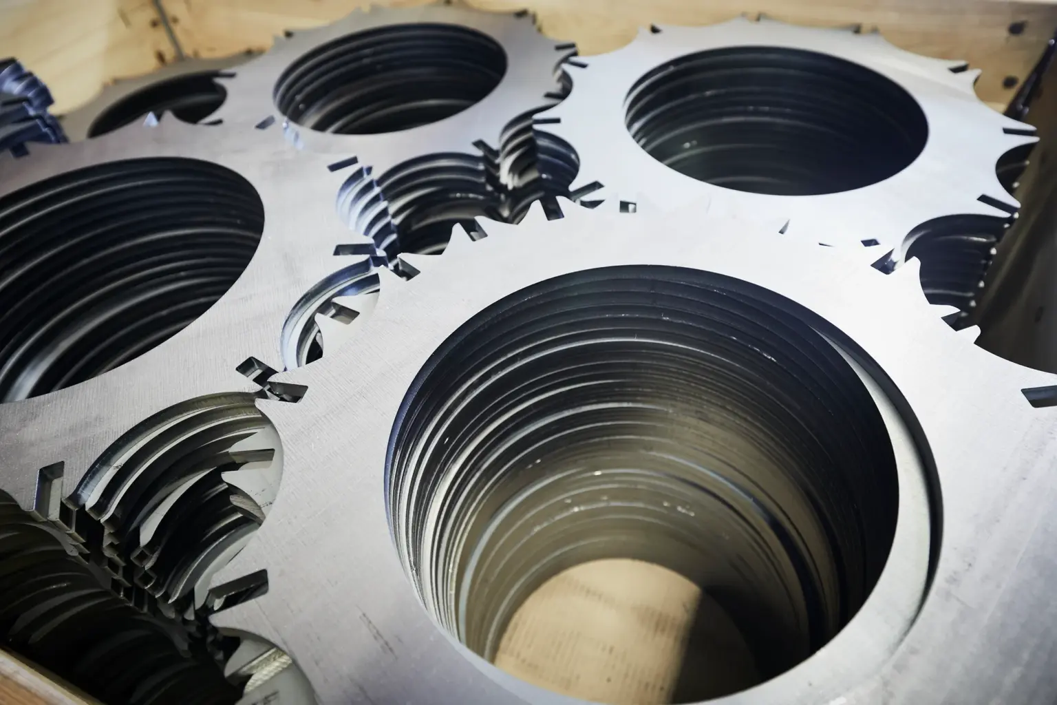 Laser-cut parts stacked on a pallet at the manufacturer SPALECK