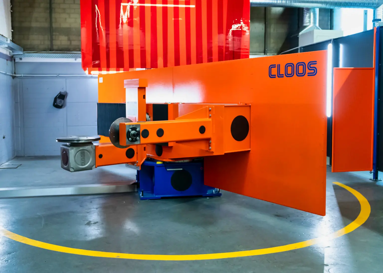 Industrial robots for robotic welding in a factory.