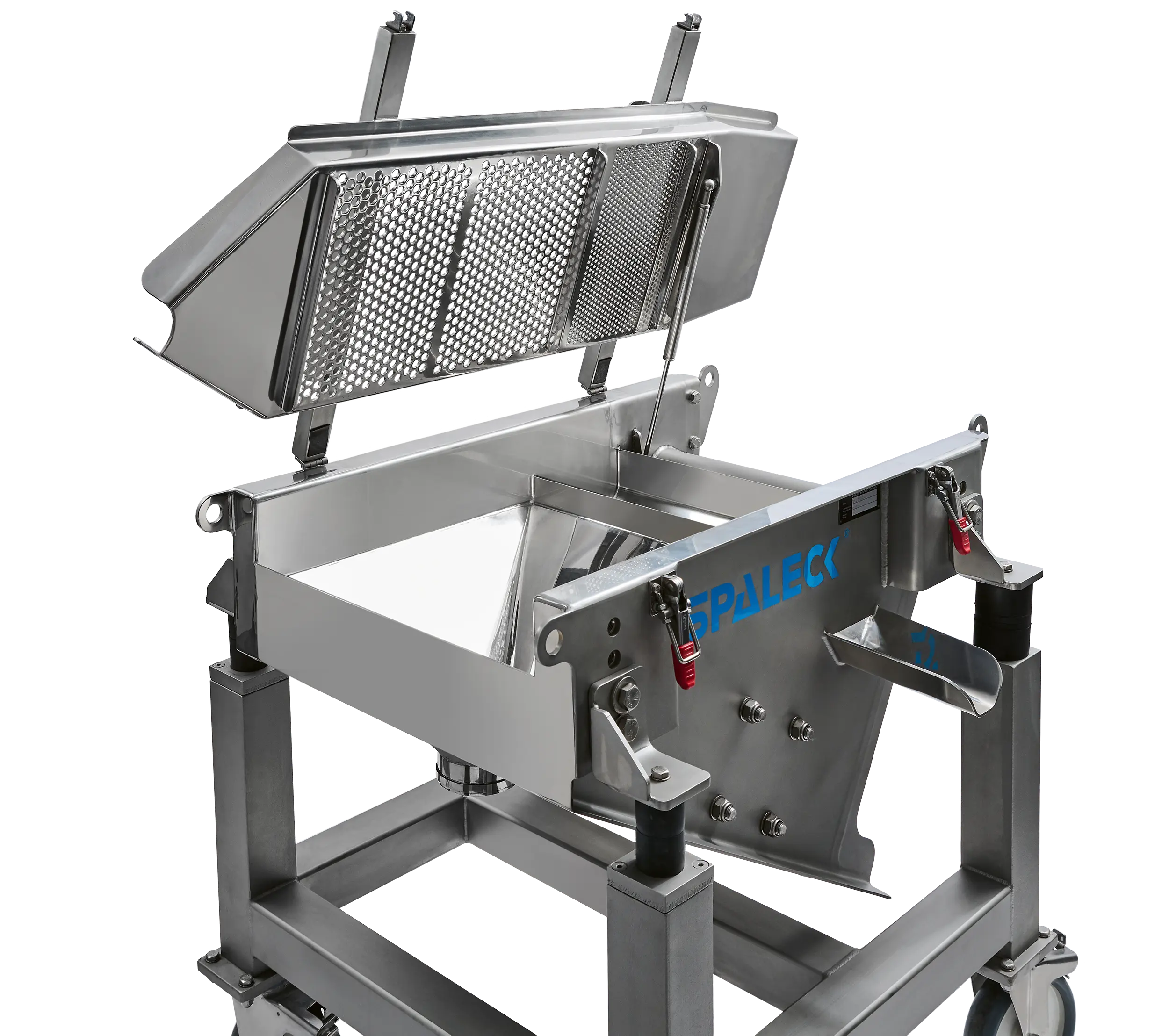 Screening machine for quality control screening in granular production—shown here in the ComfortLINE design for optimal cleaning and handling