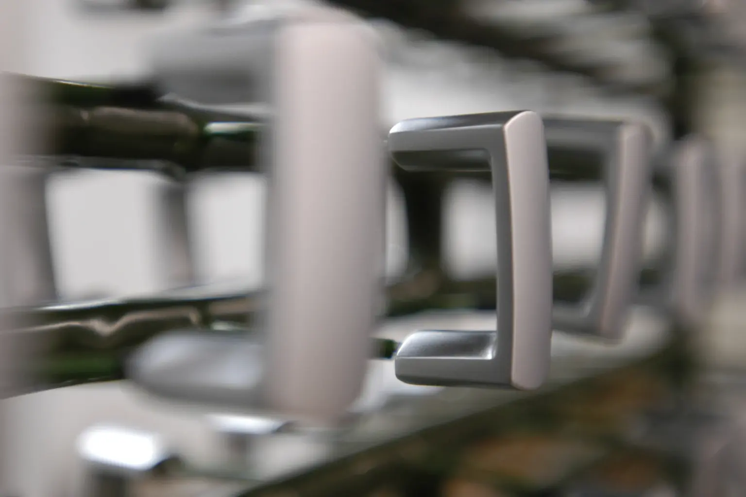 Close-up of galvanized parts for the furniture industry from contract finisher SPALECK