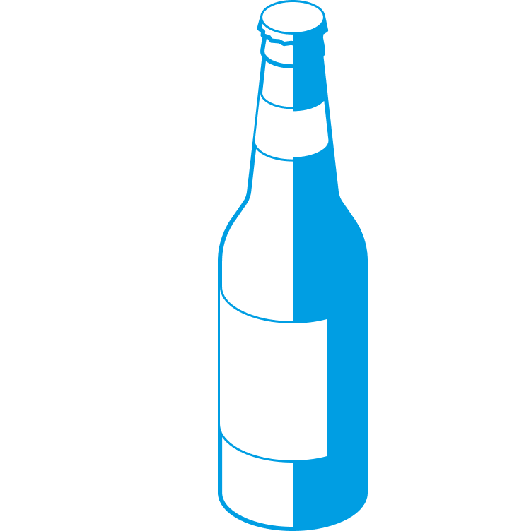 Icon consisting of a beverage bottle and food items, symbolizing industries such as food processing and process engineering for SPALECK machines