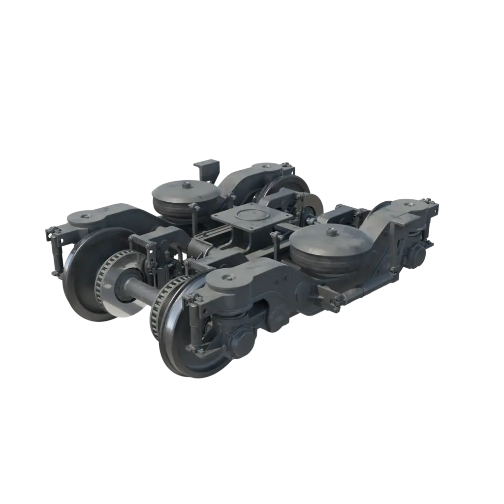 Rendering of an example assembly of a rail vehicle's wheel frame