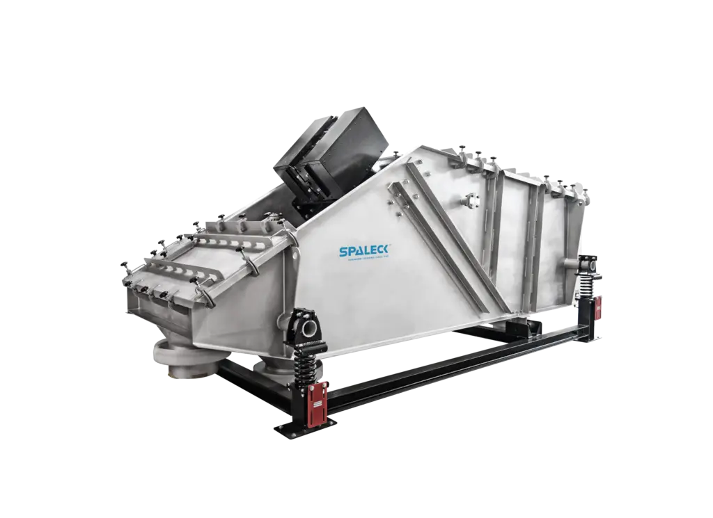 Screening machine for dewatering granules with integrated control screening