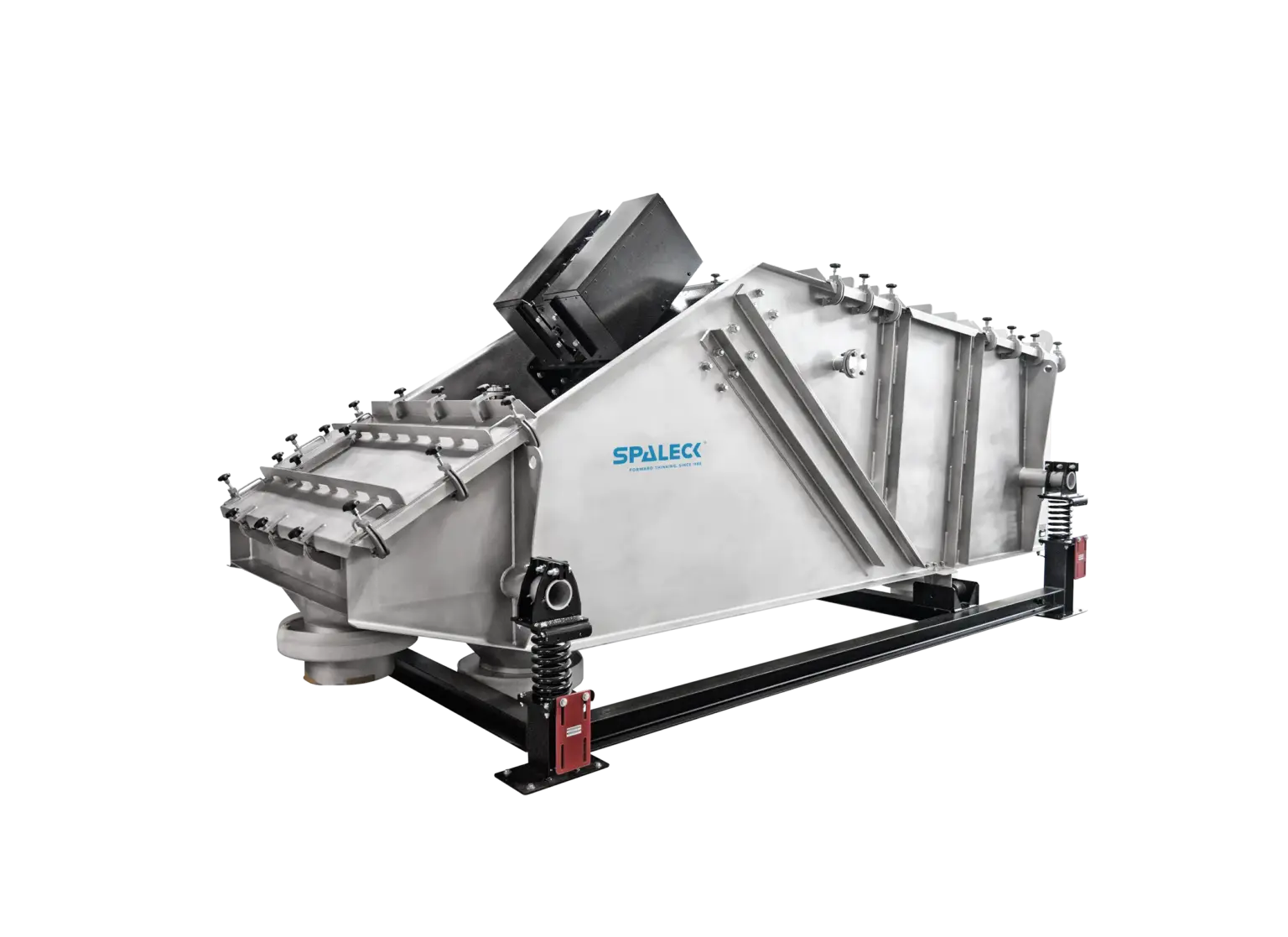 Screening machine for dewatering granules with integrated control screening